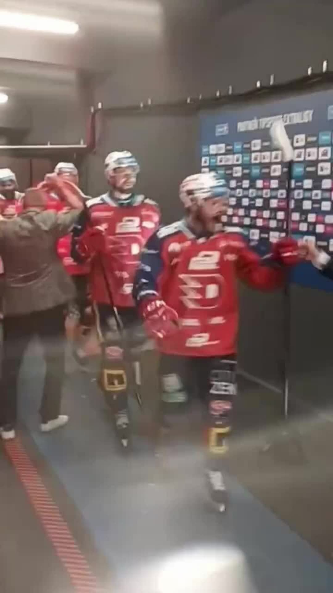 Radost pardubických hokejistů po postupu přes Spartu